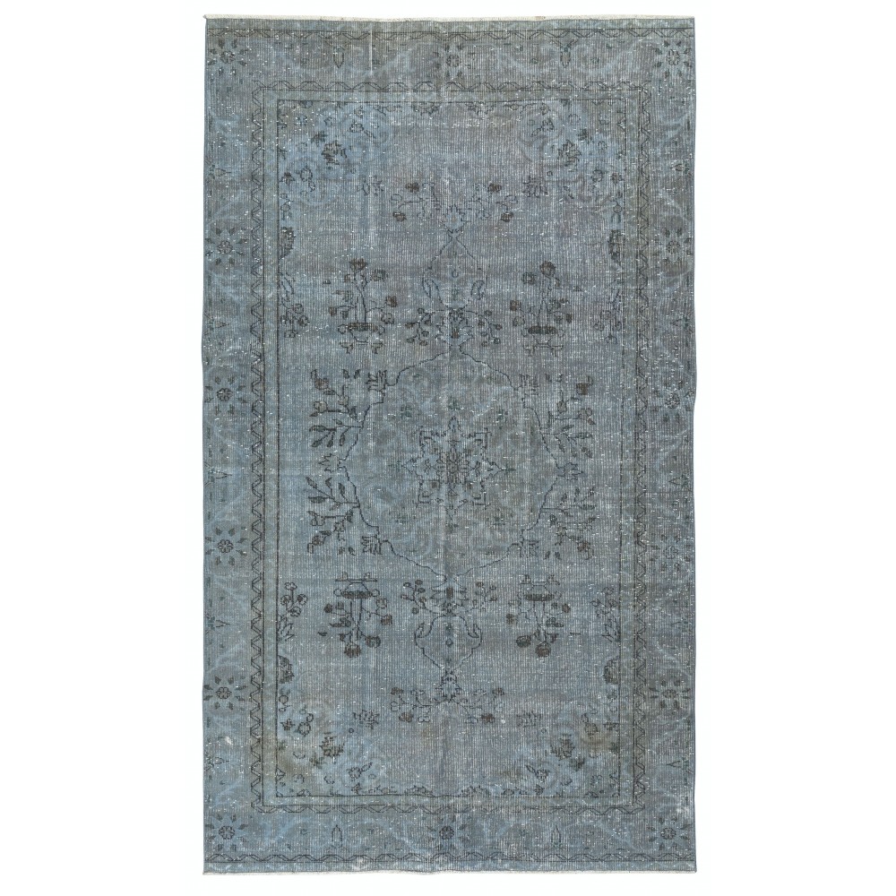 Vintage Handmade Turkish Area Rug Overdyed in Blue 4 Modern Interiors