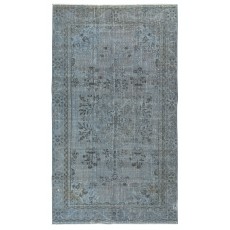 Vintage Handmade Turkish Area Rug Overdyed in Blue 4 Modern Interiors