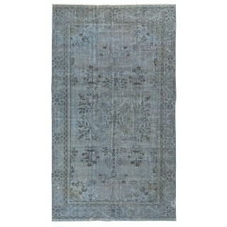Vintage Handmade Turkish Area Rug Overdyed in Blue 4 Modern Interiors