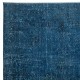 Vintage Handmade Turkish Area Rug redyed in Blue Color for modern interiors