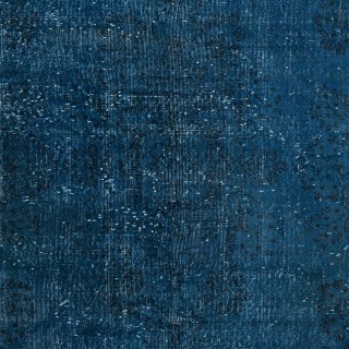 Vintage Handmade Turkish Area Rug redyed in Blue Color for modern interiors