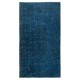 Vintage Handmade Turkish Area Rug redyed in Blue Color for modern interiors