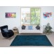 Navy Blue Color Handmade Turkish Wool Area Rug for Contemporary Interiors