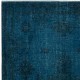 Navy Blue Color Handmade Turkish Wool Area Rug for Contemporary Interiors