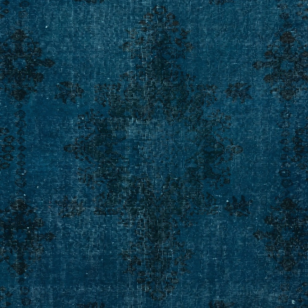 Navy Blue Color Handmade Turkish Wool Area Rug for Contemporary Interiors