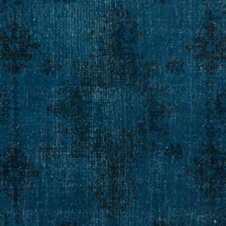 Navy Blue Color Handmade Turkish Wool Area Rug for Contemporary Interiors