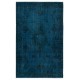 Navy Blue Color Handmade Turkish Wool Area Rug for Contemporary Interiors