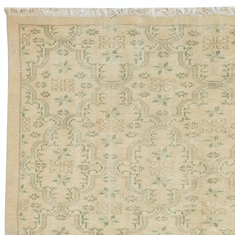 Vintage Sun Faded Rug with Floral Design, One of a kind Handmade Turkish Carpet