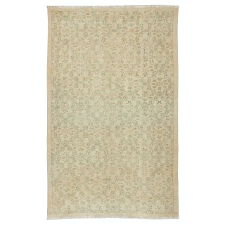 Vintage Sun Faded Rug with Floral Design, One of a kind Handmade Turkish Carpet