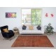 Hand-Knotted Turkish Wool Area Rug in Orange. Modern Handmade Wool Rug