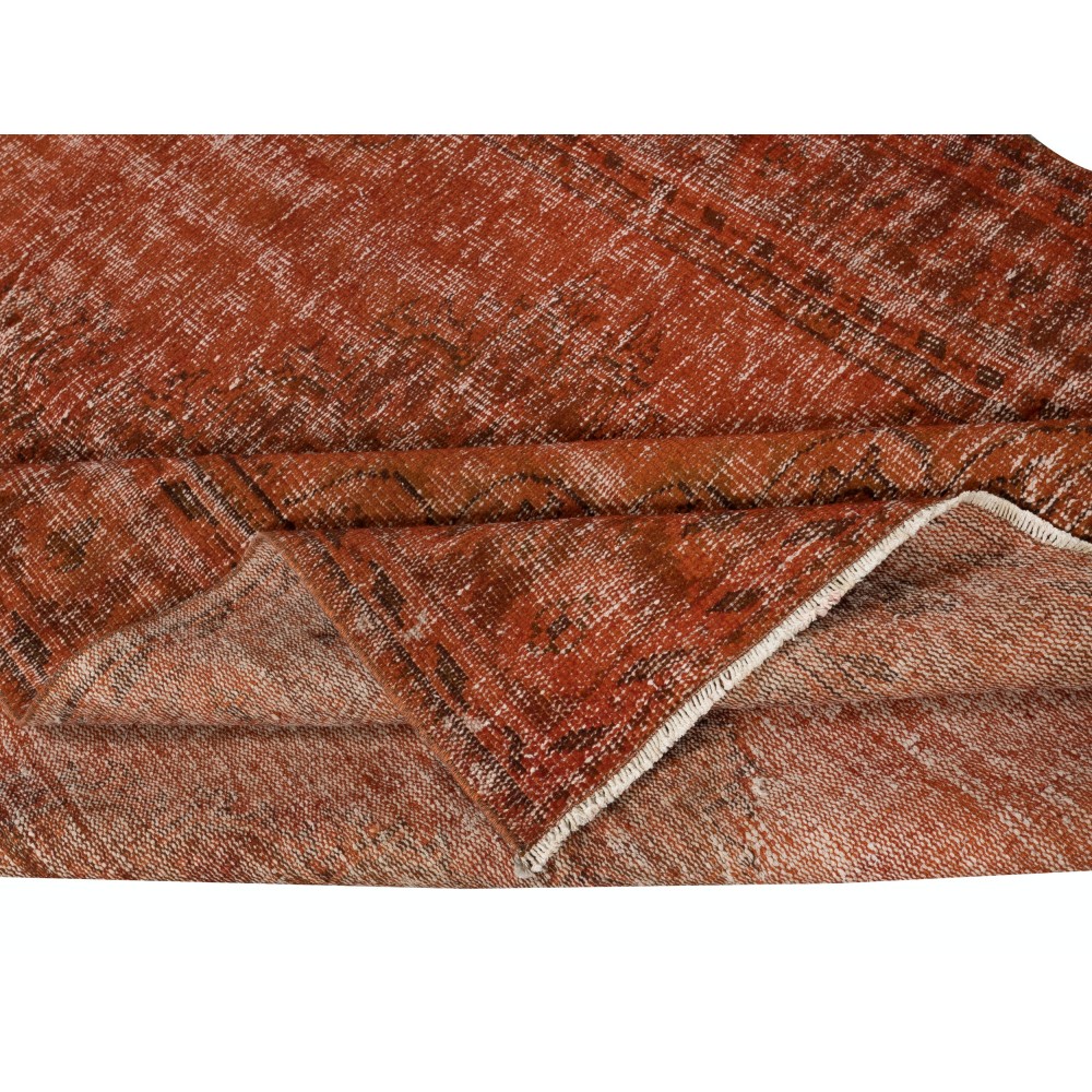 Hand-Knotted Turkish Wool Area Rug in Orange. Modern Handmade Wool Rug