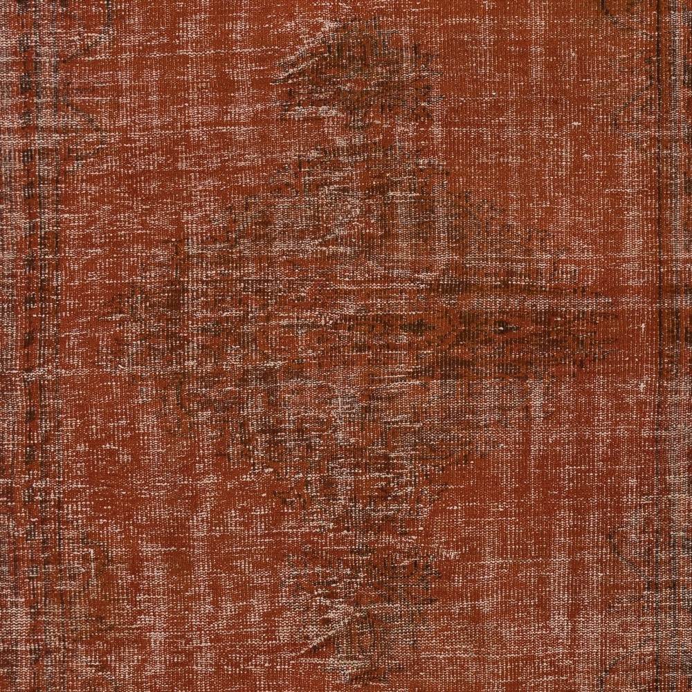 Hand-Knotted Turkish Wool Area Rug in Orange. Modern Handmade Wool Rug