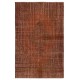 Hand-Knotted Turkish Wool Area Rug in Orange. Modern Handmade Wool Rug