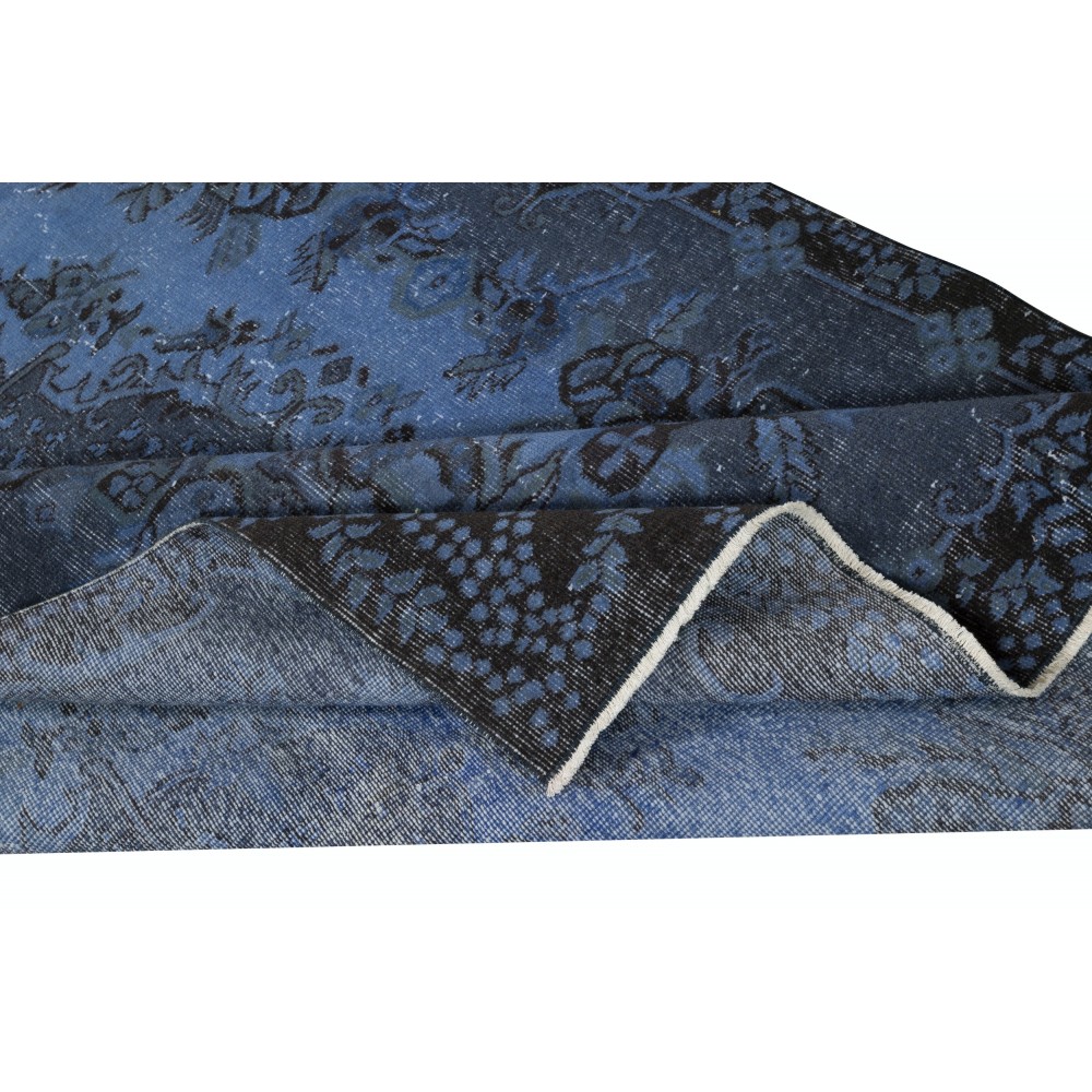 Modern Medallion Design Area Rug in Blue, Hand-woven and Hand-knotted in Turkey