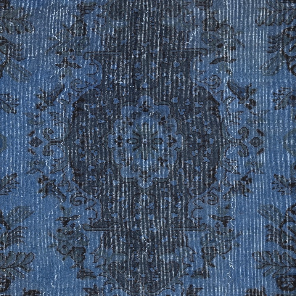 Modern Medallion Design Area Rug in Blue, Hand-woven and Hand-knotted in Turkey