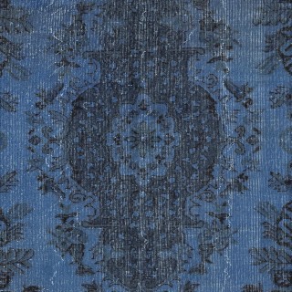 Modern Medallion Design Area Rug in Blue, Hand-woven and Hand-knotted in Turkey