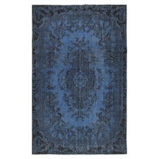 Modern Medallion Design Area Rug in Blue, Hand-woven and Hand-knotted in Turkey