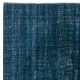 Contemporary Handmade Turkish Area Rug Over-Dyed in Navy Blue. Woolen Floor Covering