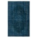 Contemporary Handmade Turkish Area Rug Over-Dyed in Navy Blue. Woolen Floor Covering