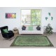 Green Color Contemporary Handmade Turkish Wool Area Rug with Medallion Design