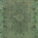 Green Color Contemporary Handmade Turkish Wool Area Rug with Medallion Design