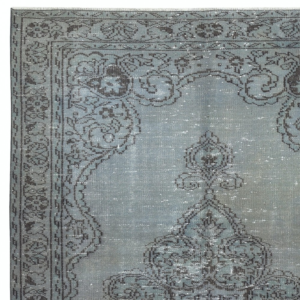 Vintage Handmade Turkish Area Rug Overdyed in Blue 4 Modern Interiors