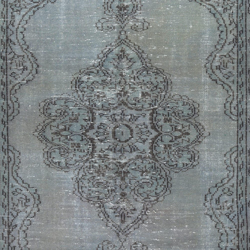 Vintage Handmade Turkish Area Rug Overdyed in Blue 4 Modern Interiors