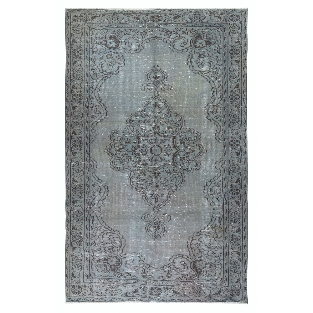 Vintage Handmade Turkish Area Rug Overdyed in Blue 4 Modern Interiors