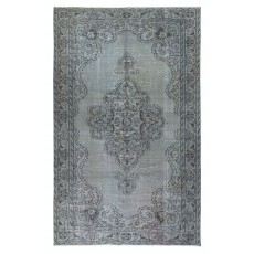 Vintage Handmade Turkish Area Rug Overdyed in Blue 4 Modern Interiors