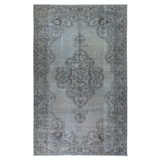 Vintage Handmade Turkish Area Rug Overdyed in Blue 4 Modern Interiors