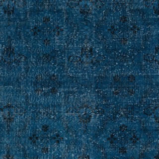 Vintage Handmade Turkish Area Rug redyed in Blue Color for modern interiors