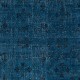 Vintage Handmade Turkish Area Rug redyed in Blue Color for modern interiors