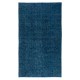 Vintage Handmade Turkish Area Rug redyed in Blue Color for modern interiors