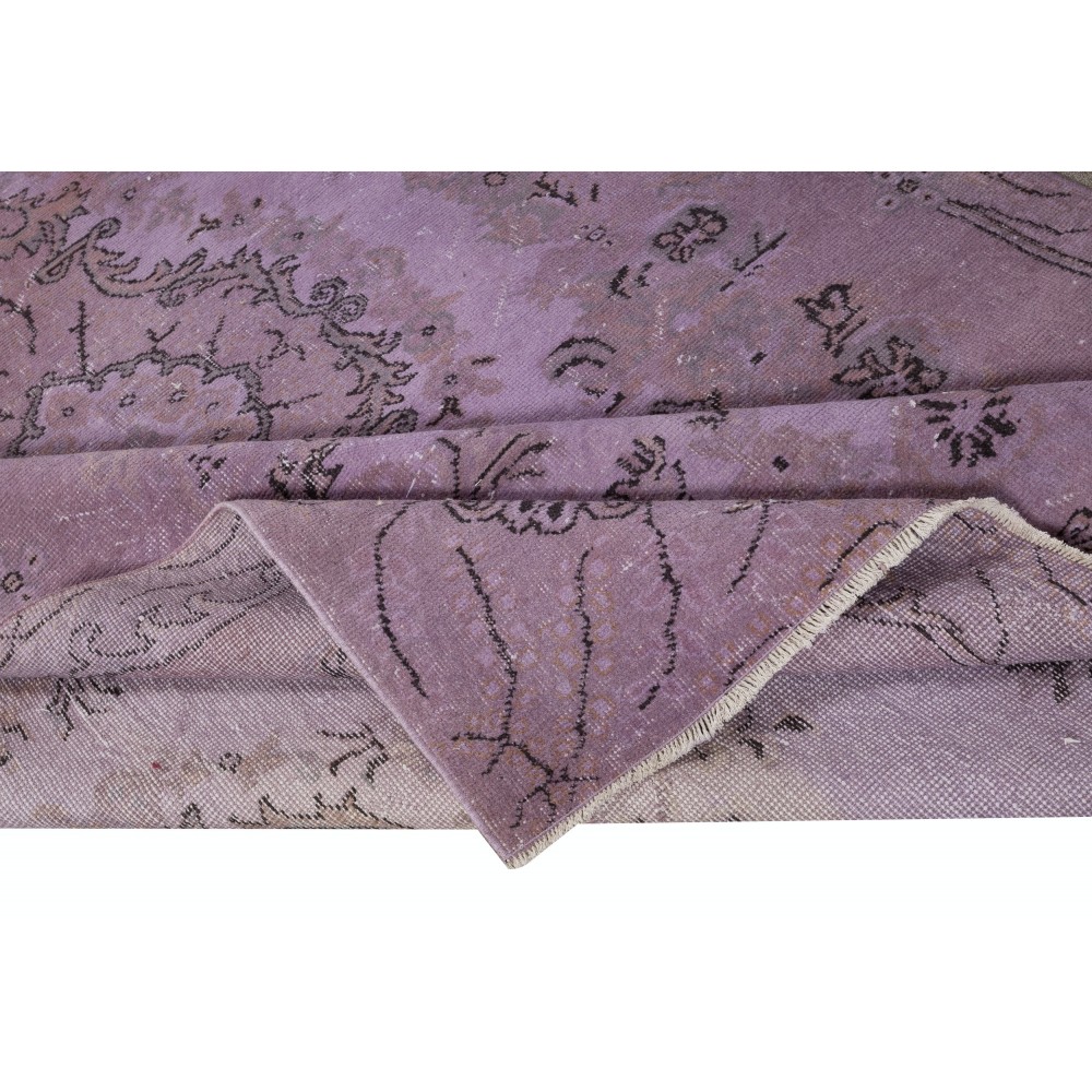 Contemporary Hand Knotted Purple Area Rug From Turkey, Wool pile on cotton foundation