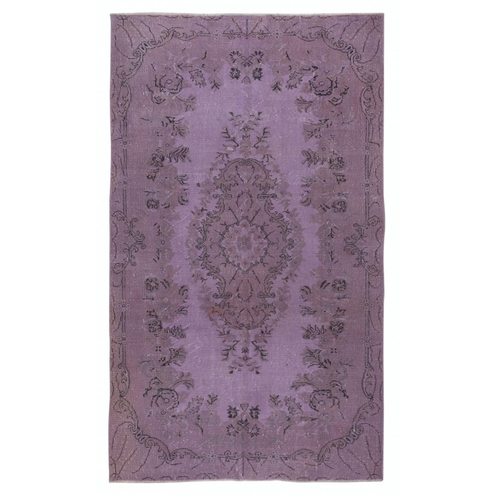 Contemporary Hand Knotted Purple Area Rug From Turkey, Wool pile on cotton foundation