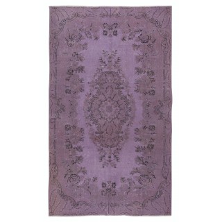 Contemporary Hand Knotted Purple Area Rug From Turkey, Wool pile on cotton foundation