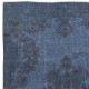 Contemporary Handmade Turkish Wool Area Rug in Blue. Low Pile Floor Covering