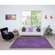 Purple Hand-Made Area Rug. Modern Turkish Floor Covering. Bohemian Rug for Living Room