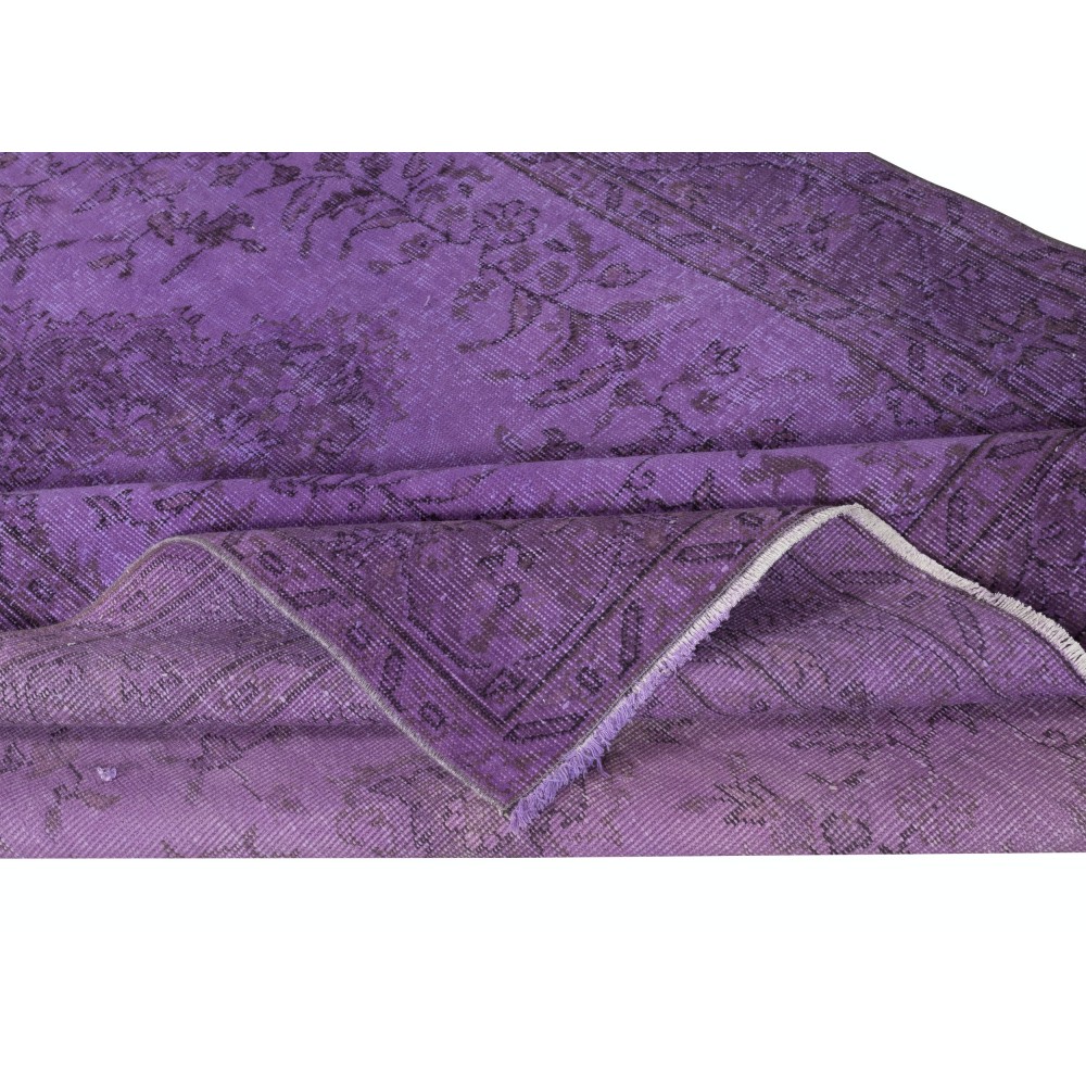 Purple Hand-Made Area Rug. Modern Turkish Floor Covering. Bohemian Rug for Living Room