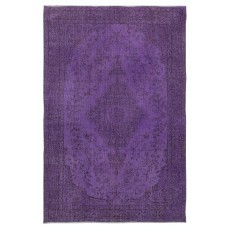 Purple Hand-Made Area Rug. Modern Turkish Floor Covering. Bohemian Rug for Living Room