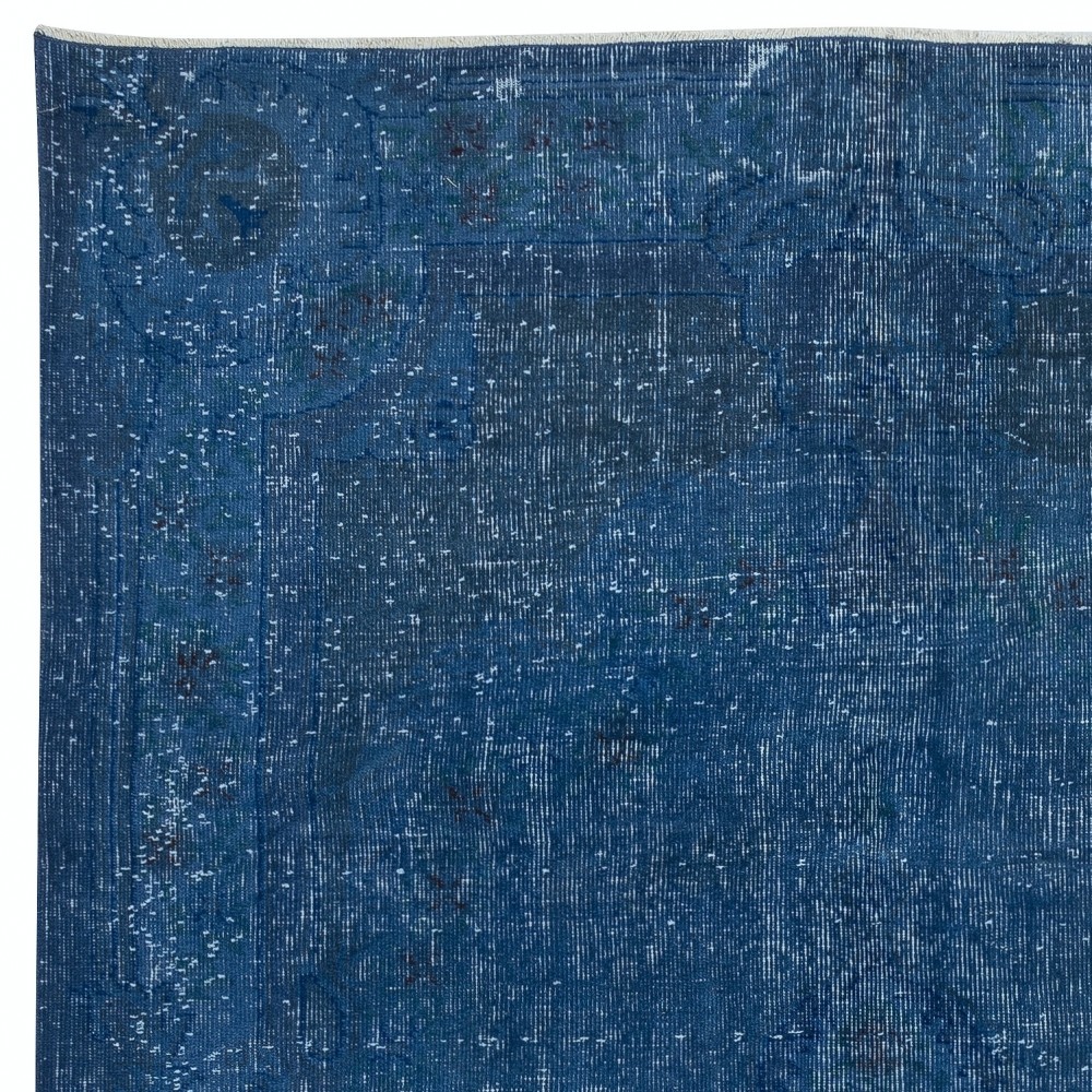Shabby Chic Style Blue Color Area Rug for Modern Interiors, Hand-woven and Hand-knotted in Turkey