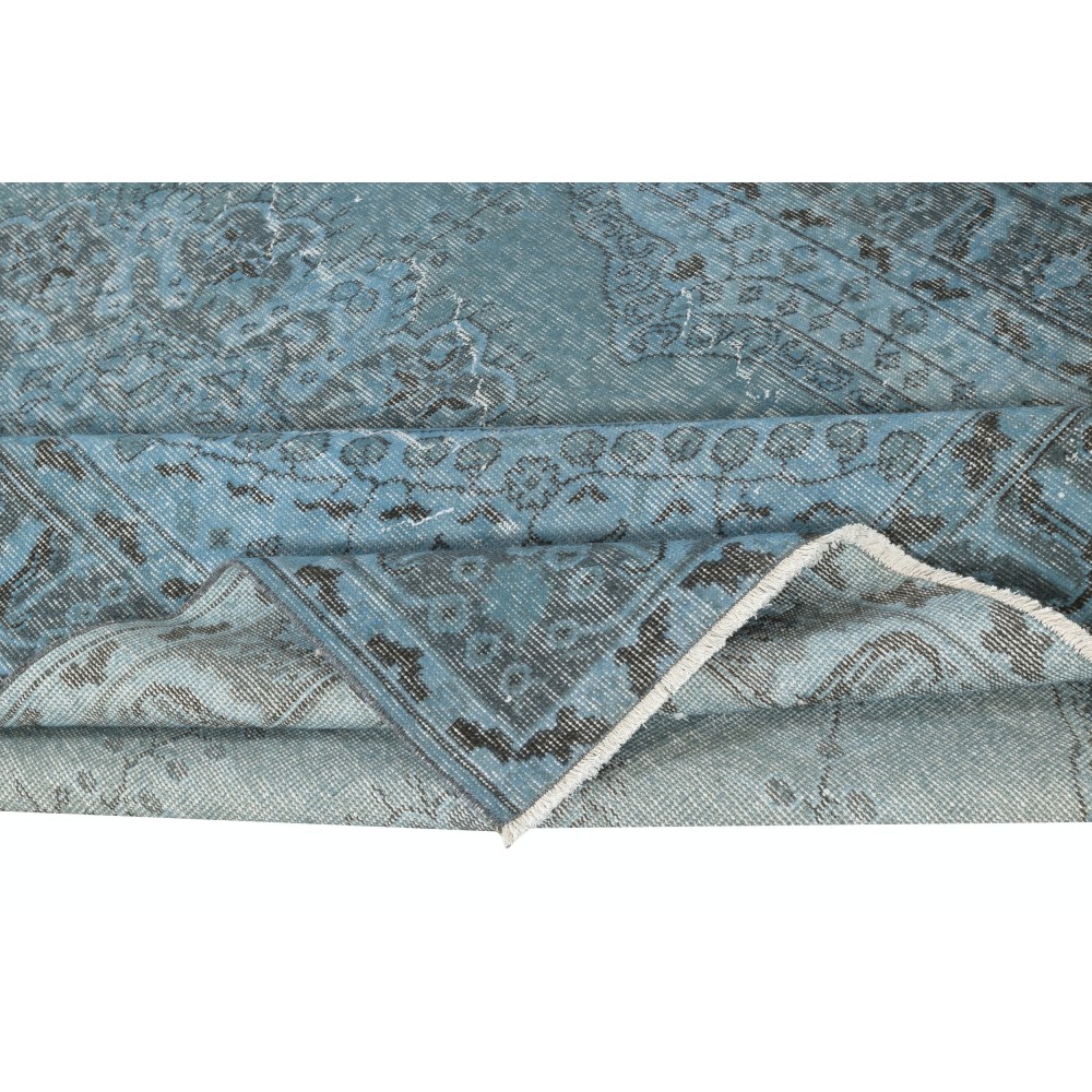Light Blue Color Handmade Turkish Wool Area Rug for Contemporary Interiors