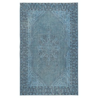 Light Blue Color Handmade Turkish Wool Area Rug for Contemporary Interiors