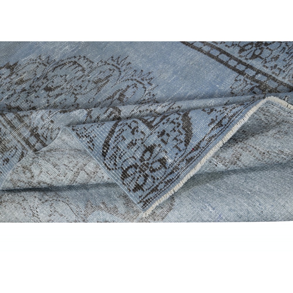 Vintage Turkish Area Rug dyed in Blue 4 Modern Interiors