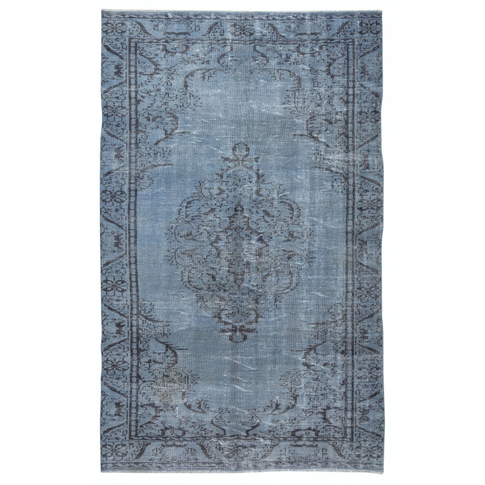 Vintage Turkish Area Rug dyed in Blue 4 Modern Interiors