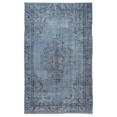 Vintage Turkish Area Rug dyed in Blue 4 Modern Interiors