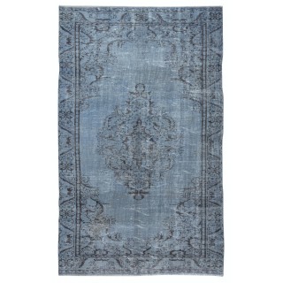 Vintage Turkish Area Rug dyed in Blue 4 Modern Interiors