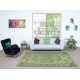 Handmade Anti-bacterial Wool Area Rug. Green Color Hand Knotted Turkish Rug