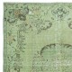 Handmade Anti-bacterial Wool Area Rug. Green Color Hand Knotted Turkish Rug