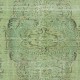 Handmade Anti-bacterial Wool Area Rug. Green Color Hand Knotted Turkish Rug